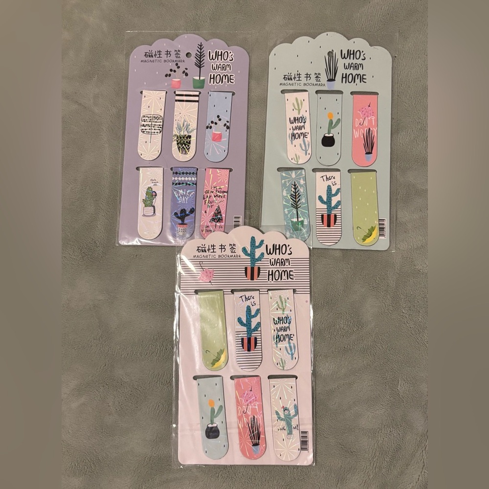 Magnetic Bookmarks Cactus Plants Magnetic Bookmark  Lot of 3 Pks x 6 Magnets